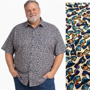 ROBERT GRAHAM Shirt Short Sleeved Size 3XL Sunglasses Cotton